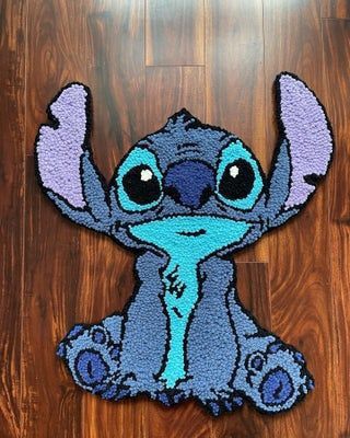 Stitch Tufting Rug, Punch Needle Star Wars, Disney Punch Needle, Punch Needle Rugs Ideas, Punch Needle Carpet, Stitch Carpet, Stitch Rug, Punch Needling, Diy Tie Dye Techniques