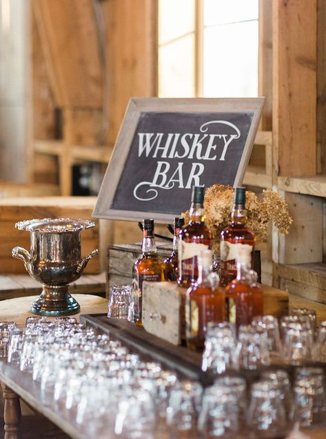 whiskey bar at reception, romantic organic elegant outdoor wedding at sugarland barn, arena wisconsin, gold and blush wedding, photo by Laurelyn Savannah Photography Makeup Decoration, Dresses Hairstyles, Winter Wedding Venues, Birthday Party Snacks, Winter Wedding Decorations, Whiskey Bar, Wedding Winter, Wedding Drink, Marriage Ceremony