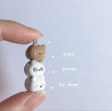 Aesthetic Panda, Foodie Aesthetic, Easy Clay Sculptures, Clay Bear, Polymer Clay Kawaii, Clay Crafts For Kids, Clay Keychain, Clay Inspo, Tanah Liat