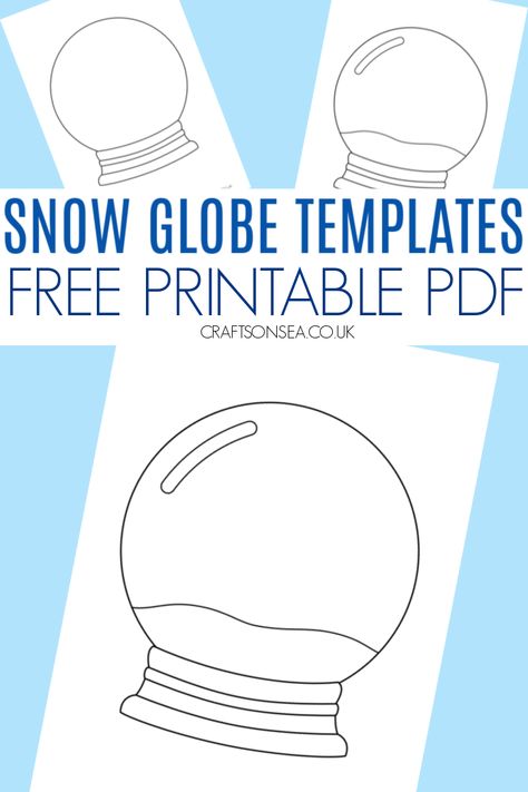 FREE Snow Globe Template (Printable PDF) Glow Mason Jars, Snow Globe Template, Winter Printables Free, Snow Crafts, Paper Globe, Card Making Ideas Easy, Snow Globe Crafts, Globe Crafts, Snowflake Template