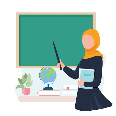 Teacher Vector Illustration, Teacher Illustration Teaching, Congratulations Wallpaper, Green Circle Logo, Teacher Vector, Teacher Drawing, Muslim Teacher, Teacher Illustration, Teachers Day Drawing