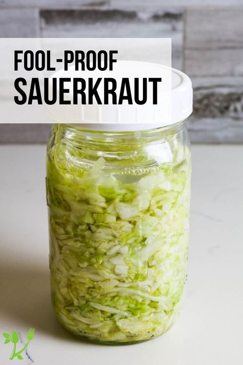 Easy Homemade Sauerkraut, Sauerkraut In A Jar, Canning Sauerkraut Without Fermentation, Refrigerator Sauerkraut, Raw Sauerkraut Recipe, Home Made Sauerkraut, Sour Kraut Recipe, How To Make Sauerkraut, Sourkrout Recipes Quick