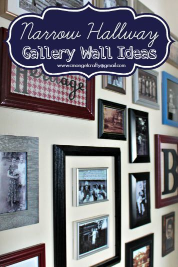 {5} Gallery Wall Ideas for a Narrow Hallway - C'mon Get Crafty Gallery Wall Hallway Narrow, Hallway Picture Display, Hallway Photo Wall, Hallway Photo Gallery, Hallway Gallery Wall, Hallway Gallery, Hallway Pictures, Gallery Wall Ideas, Picture Gallery Wall