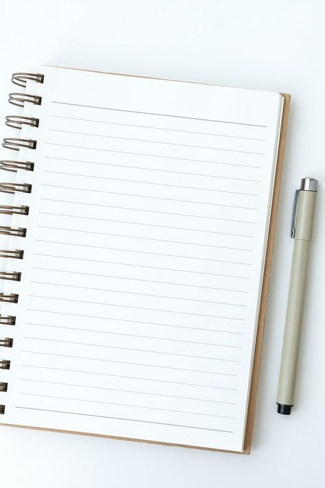 Blank plain white notebook page with a pen | free image by rawpixel.com / KUTTHALEEYO Write On Pictures, Book And Pen, Notebook Mockup, White Notebook, Writing Photos, Pink Notebook, Notebook Pages, Best Friend Poems, Instagram Frame Template