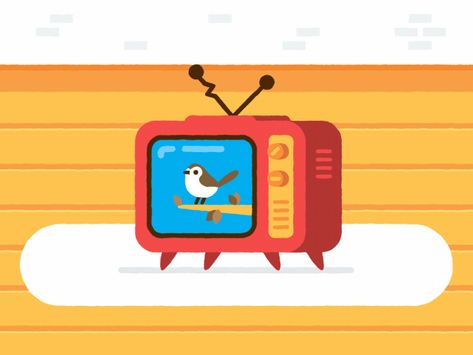 Spring on Tv vintage corsi manu tv sparrow bird animation berg Transition Illustration, Animated Transitions, Bird Animation, Moomin Cartoon, Graphics Game, Tv Head, Tv Vintage, Sparrow Bird, Motion Graphics Design