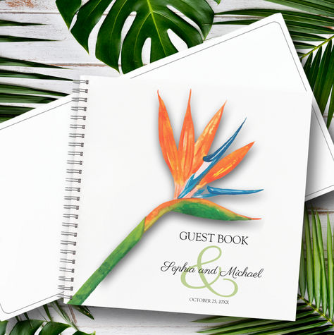 Bird of Paradise White Wedding Guest Books Birds Of Paradise Wedding, Bird Of Paradise Wedding, White Wedding Guest, Bird Of Paradise Flower, Paradise Wedding, Paradise Flowers, Birds Of Paradise Flower, Wedding Guest Books, Tropical Bird