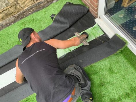 laying-artificial-grass Laying Artificial Grass, Grass Artificial, Artificial Grass Installation, Caravan Awnings, Artificial Lawn, Smart Garden, Artificial Turf, Green Lawn, Artificial Grass