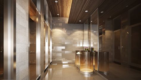 Great Public Restroom Design Public Bathroom Design, Citrus Bathroom, Public Restroom Design, Lavatory Design, Public Bathroom, Restaurant Bathroom, Restroom Design, Architecture Bathroom, Public Bathrooms