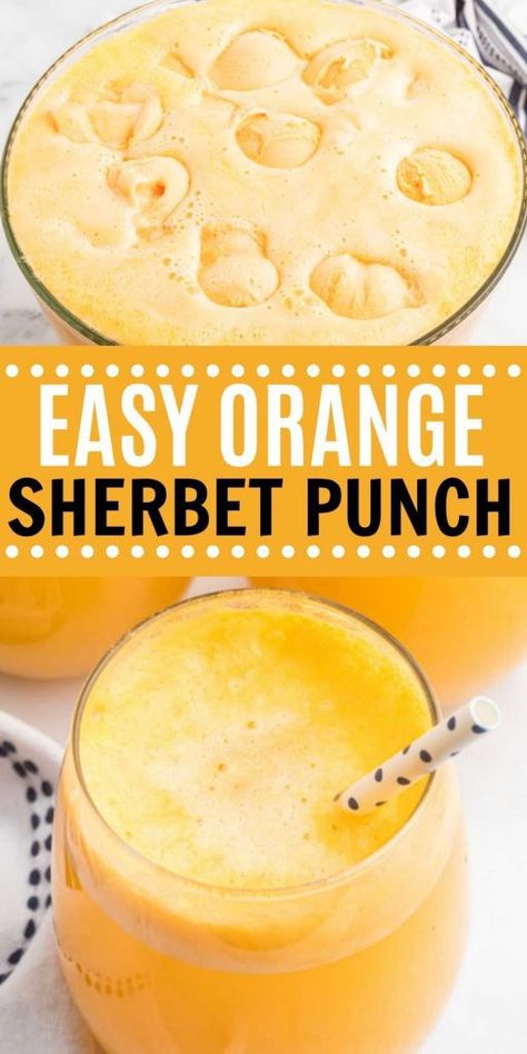 This orange sherbet punch recipe is easy to make with just 3 ingredients! This is the best punch recipe that is perfect for Halloween or for a party! It’s easy to make and adorable too! #eatingonadime #punchrecipes #drinkrecipes #sherbetrecipes Punch Recipes With Sherbet, Orange Sherbet Punch, Sorbet Punch, Orange Punch Recipes, Best Punch Recipe, Sherbet Punch Recipes, Easy Party Punch, Sherbet Punch, Orange Punch