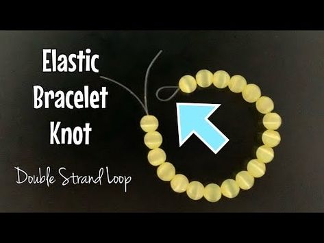 How to tie elastic bracelets - loop in middle knot - YouTube Tieing Elastic Bracelet, Stretch Beaded Bracelets Diy How To Make, Elastic Knot For Bracelet, Tying Off Beaded Bracelet, How To Tie Stretchy Bracelets, How To Hide Knot In Stretch Bracelet, How To Tie Stretch Cord Bracelet, How To Make A Stretch Bracelet, How To Tie A Stretch Bracelet Knots