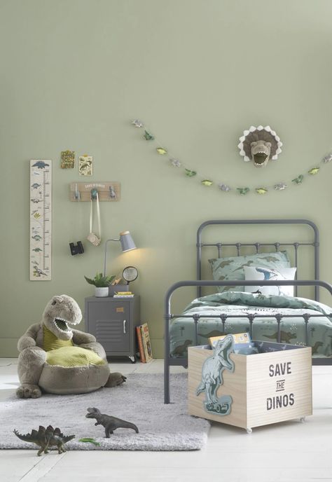 Boys Room Wall Color, Dinosaur Toddler Room, Green Kids Rooms, Boys Dinosaur Bedroom, Dinosaur Kids Room, Dinosaur Room Decor, Toddler Boy Room Decor, Dinosaur Bedroom, Dinosaur Room