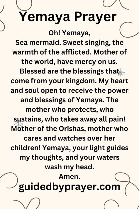 Prayers To Yemaya, Yemaya Quotes, Yemaya Offerings, Yemaya Orisha Altar, Orishas Deities, Voodoo Spirits, Elegua Prayers, Yemaya Altar, Oshun Prayer