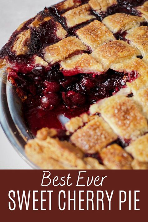 Easy Cherry Pie Recipe, Cherry Pie Recipe Easy, Easy Cherry Pie, Fresh Cherry Pie, Fresh Cherry Recipes, Lattice Crust, Homemade Pie Recipes, Sweet Cherry Pie, Cherry Pie Recipe