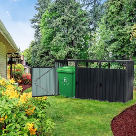 PRICES MAY VARY. ✅ Metal Garbage Bin Shed - Hide your bin from view in the garden and add a touch of tidiness and beauty to your outdoor areas with this wheelie bin shed. ✅ Durable and Rot-Resistant - This garden shed is built with galvanized steel, which can efficiently prevent corrosion. Besides, it is rust-proof and scratch- resistant. ✅ Easy to Put and clean - The convenient lid and springs make it easy for you to put in and remove the waste bin. And It's easy to clean with spraying water. ✅ Trash Can Storage Outdoor, Garbage Can Storage, Garbage Shed, Bin Shed, Steel Storage Sheds, Garbage Storage, Outdoor Trash Cans, Metal Storage Sheds, Patio Storage