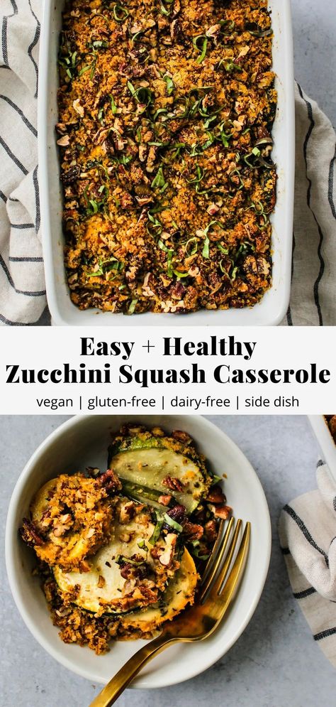 Vegan Squash And Zucchini Recipes, Dairy Free Squash Recipes, Veggie Side Dishes Dairy Free, Whole Food Plant Based Zucchini Recipes, Healthy Zucchini Casserole, Gluten Free Dairy Free Zucchini Recipes, Dairy Free Zucchini Casserole, Vegan Summer Squash Recipes, Squash Casserole Dairy Free