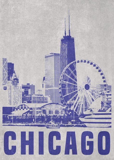 'Chicago' Poster, picture, metal print, paint by denvector | Displate