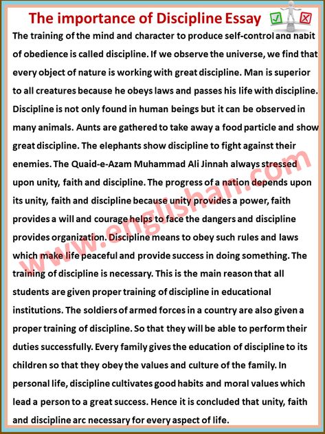 Importance of Discipline Essay 100 Words, Discipline Essay 200 Words, Importance of Discipline in Points, Essay on Importance of Discipline in Students Life, Paragraph on Importance of Discipline, Important of Discipline, Essay on Discipline in School, Importance of Discipline for Success in Life Importance Of Discipline In Student Life, Essay On Discipline, Discipline Essay, Importance Of Discipline, Argumentative Essay Outline, Students Life, Essay Writing Examples, Writing English, Ielts Tips