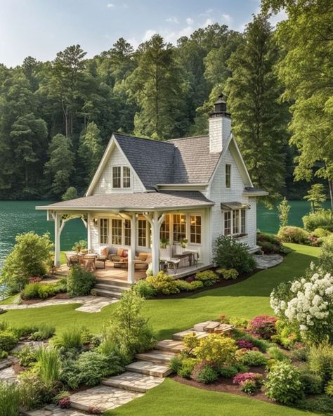 White Cottages, Victorian Ball, Tennessee House, Lake Camp, Nice Houses, Room Decor Cozy, Cottage Retreat, Dream Future, Cottage Exterior