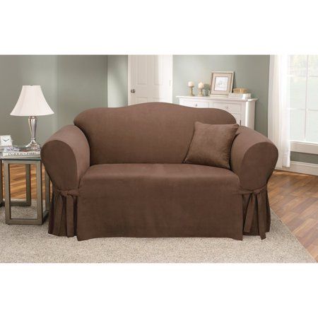 Give your old furniture a fresh, new look in seconds with the Sure Fit Soft Suede Sofa Cover. Featuring a simple yet elegant design, it pairs with different decor themes, making it a stylish choice for the home. The Sure Fit suede sofa cover instantly transforms old couches into renewed furniture pieces with a sleek and modern finish. It is made from polyester for a soft feel and is completely machine washable for easy care. This skirted sofa slipcover can also be tumble dried for even greater c Suede Sofa, Suede Box, Loveseat Covers, Slip Covers, Loveseat Slipcovers, Couch And Loveseat, Slip Covers Couch, Decor Themes, Couch Covers