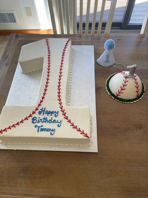 Baseball Theme Birthday Party Cake, 1 St Birthday Baseball Theme, Baseball Themed First Birthday Cake, Baseball Themed Smash Cake, Baseball Rookie Year Birthday, Baseball Theme Birthday Cake, Rookie Year First Birthday Cake, 1st Birthday Boy Baseball Theme, Baseball Theme First Birthday Party