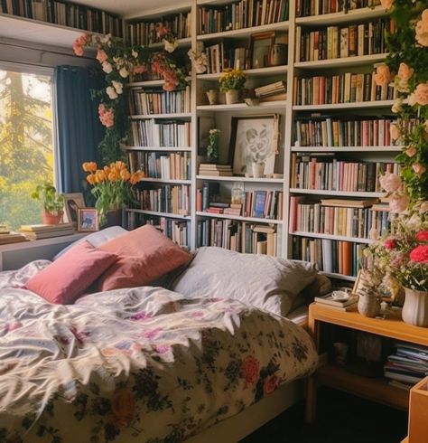 Bookshelf Inspiration, Bookshelves In Bedroom, Cozy Bedrooms, Redecorate Bedroom, Dream Room Inspiration, Room Makeover Bedroom, Room Makeover Inspiration, Cozy Room, Room Inspiration Bedroom