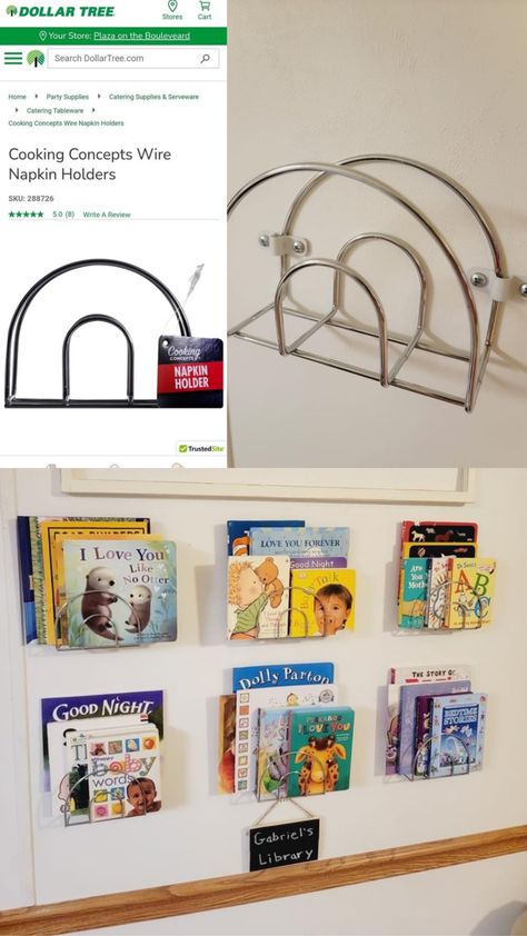 Fun Organizing Ideas, Dollar Tree Book Storage, Dollar Store Bookshelf, Dollar Store Playroom Ideas, Daycare Book Storage Ideas, Diy Shelving Ideas For Bedroom, Diy Dollar Tree Book Shelf, Kids Book Shelf Diy, Kids Hallway Ideas