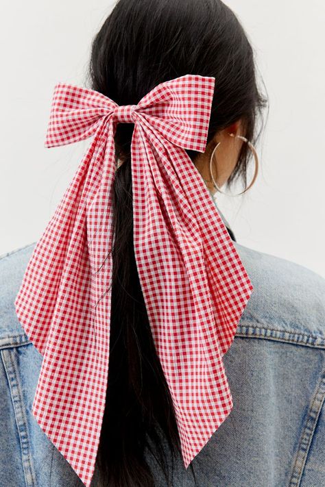 Bow Barrette, Ear Warmer, Head Accessories, Gingham Print, Head Wraps, Hair Bow, Hair Trends, Scrunchies, Hair Bows