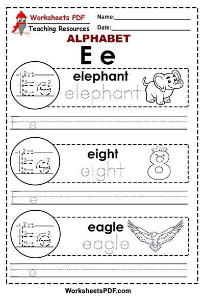 Letter E ( A to Z alphabet) Color Worksheets For Preschool, Letter Writing Practice, A To Z Alphabet, Free Worksheets For Kids, Beginning Sounds Worksheets, Z Alphabet, Alphabet Worksheets Kindergarten, Free Websites, Worksheets Kindergarten