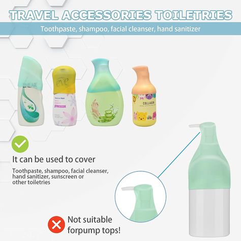 Traveling Must Haves: This silicone sleeves help to prevent the liquid leaking in your bag or cloth. Leak proof sleeves fit for most travel containers in luggage, such as travel size toiletries, shampoo bottles, conditioner, hairspray, lotion etc Airplane Travel Essentials, Silicone Travel Bottles, Bottle Covers, Travel Size Toiletries, Elastic Sleeves, Travel Container, Shampoo Bottles, Silicone Bottle, Travel Must Haves