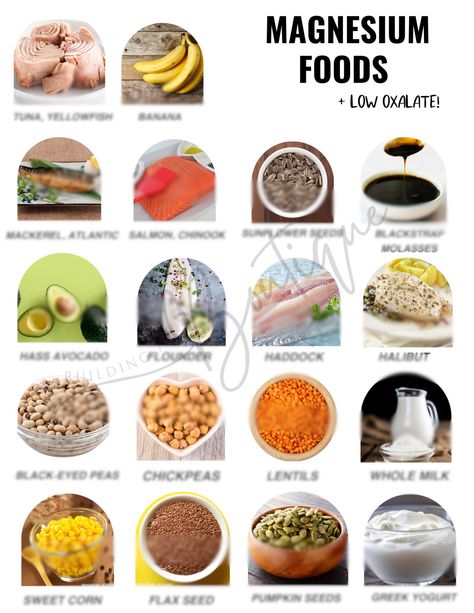 This Magnesium Food Guide is a digital file that you can print!  This is a helpful, easy to read, clear printable for those looking to increase their magnesium intake naturally through food.  It's also a great grocery list and reference for dietitians and nutritionists! Not only are the foods listed high in magnesium, but they are low oxalate as well! Everyone needs a nutrition guide that omits high oxalate foods, i.e.,  spinach,  as they are detrimental to ALL health goals.  Ask me why!  This m High Magnesium Foods, Magnesium Foods, Sweet Pumpkin Seeds, Foods High In Magnesium, Nutrition Poster, Low Oxalate, Printable Grocery List, Magnesium Rich Foods, Grocery List Printable