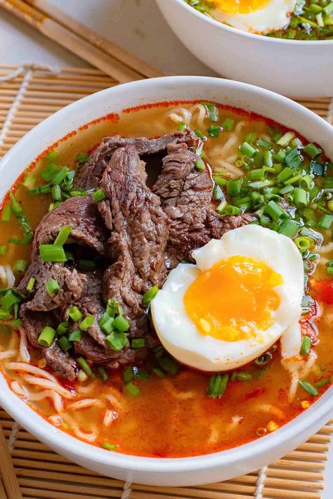 Korean Ramen | All Ways Delicious Gochujang Ramen, Fresh Ramen Noodles, Chewy Noodles, Korean Ramen, Beef Ramen, Asian Noodle Recipes, Asian Noodle, Bulgogi Beef, Spicy Korean