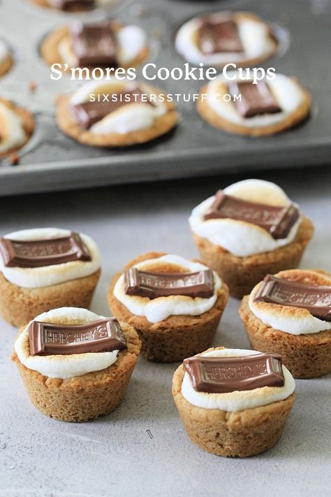 S'mores Cookie Cups, Smores Cookie, Cookie Cups Recipe, Graham Cracker Cookies, Smore Recipes, Brownie Cups, Cracker Cookies, Cookie Table, Smores Cookies