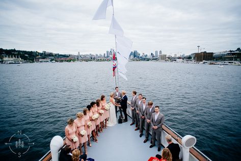 Ever wanted to get married on a boat? The Virginia V in Seattle, WA is a great option for a small nautical wedding. Cruise around Lake Union as you say, "I do". - photos by Neal and Saskia Photography Married On A Boat, Seattle Wedding Venues, Wedding Cruise, Inexpensive Wedding Invitations, Boat Wedding, Lake Union, Long Beach California, On A Boat, Vintage Inspired Wedding