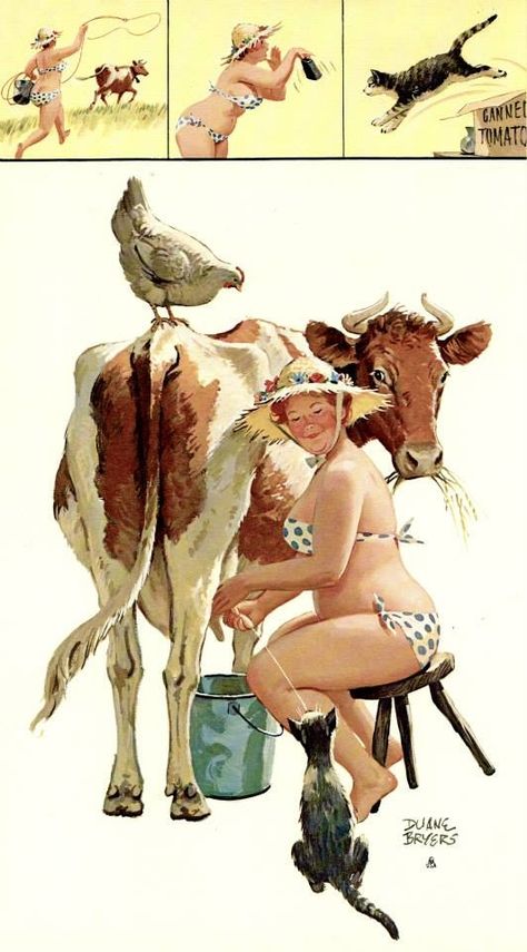 Duane Bryers, Milking Cows, Arte Pin Up, 1950s Pinup, Plus Size Art, Mark Ryden, Pin Up Girl Vintage, Pinup Art, Calendar Girls