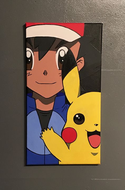 Anime Canvas Painting, Pokemon Painting, Disney Canvas Art, Disney Canvas, Paint Parties, 얼굴 그리기, Anime Canvas Art, Cute Canvas Paintings, Soyut Sanat Tabloları