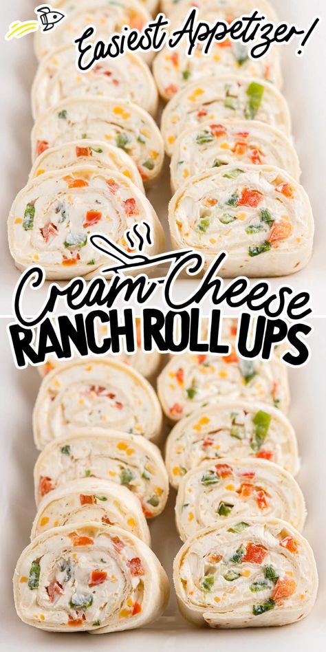 Ranch roll ups are a delectable appetizer featuring creamy, zesty cream cheese and vibrant veggies rolled in soft tortillas, making them a versatile and crowd-pleasing dish. Ranch Rolls, Ranch Roll Ups, Pinwheel Appetizers Cream Cheese, Cream Cheese Pinwheels, Fancy Foods, Pinwheel Sandwiches, Zesty Ranch, Tortilla Pinwheels, Cream Cheese Roll Up