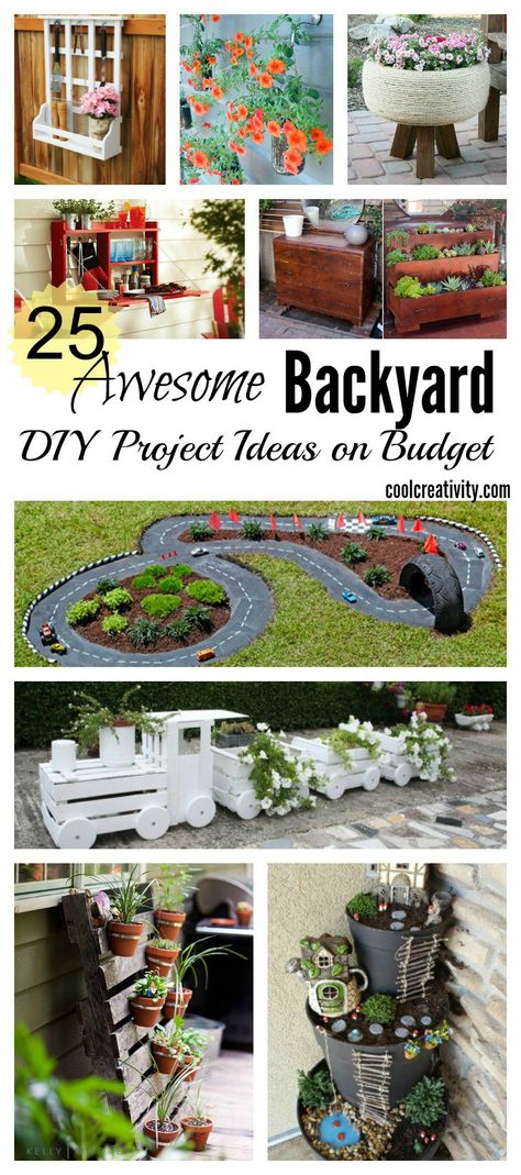 25 Awesome Backyard DIY Project Ideas on Budget Fun Garden Art, Decorative Garden Fencing, Diy Project Ideas, Whimsical Garden Art, Bird Bath Garden, Budget Garden, Easy Backyard, Backyard Diy, Outdoor Crafts