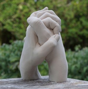 Holding Hands Pose - make a sculpture of your own hands with TimeCapture's hand casting kit Holding Hands Sculpture, Clay Hands Sculpture, Cast Reference, Hand Sculptures, Hands Sculpture, Plaster Hands, Hand Casting, Painted Coffee Mugs, Casting Kit