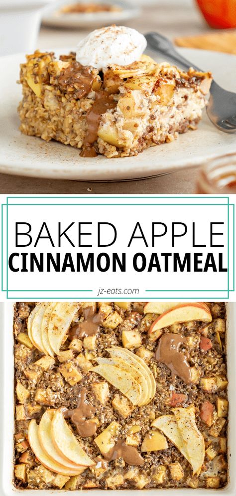 a slice of apple cinnamon oatmeal on a plate Apple Chai Baked Oatmeal, Hearty Meals For Cold Weather, Baked Oatmeal With Quick Oats, Apple Sauce Baked Oatmeal, Healthy Crockpot Breakfast Recipes, Homemade Oatmeal Recipes, Apple Baked Oatmeal Recipes, Baked Oatmeal Apple Cinnamon, Apple Baked Oatmeal Healthy