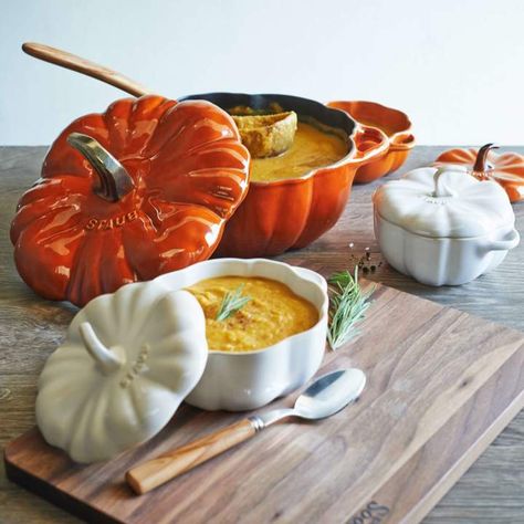 Staub Pumpkin Cocotte, 3.5 qt. Staub Pumpkin, Pumpkin Dutch Oven, Pumpkin Cocotte, Squash Apple Soup, Butternut Squash Apple Soup, Butternut Squash Apple, Crouton Recipes, Savory Pumpkin Recipes, Apple Soup