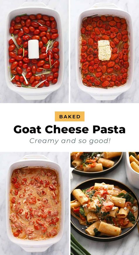 You can throw everything for this baked goat cheese pasta in a casserole dish and its ready in 40 minutes. Healthy Appies, Baked Goat Cheese Pasta, Avocado Stuff, Cheese Pasta Bake, Cheese Pasta Recipes, Weekly Dinner Menu, Baked Goat Cheese, Goat Cheese Pasta, Favorite Casseroles