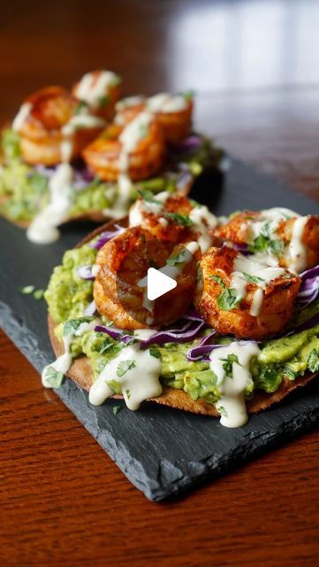 Cal Reynolds on Instagram: "SIMPLE SHRIMP TOSTADAS 🦐🥑🔥

These right here were TOP tier. Definitely going to be added into my rotation for quick meals. They are healthy & delicious all done start to finish in about 25 minutes. What's not to love?

FULL RECIPE ⬇️

INGREDIENTS 

Pineapple Guacamole 
- 3 Hass Avocados 
- 1 diced Jalapeño 
- ~1/3 cup Diced Red Onion 
- ~1/2 cup Diced Pineapple
- ~1/3 cup fresh chopped cilantro 
- Juice of a lime 
- Salt & Pepper to taste 

Sauce
- few spoonfuls of @organicvalley low fat sour cream mixed w/ some @traderjoes Green Dragon Sauce. 

Tostadas
- @sietefoods Cassava Flour Tortillas 
- @chosenfoods Avocado Spray 

Shrimp 
- 8 Jumbo Peeled & deveined raw shrimp 
- @chosenfoods Avocado Oil 
- @traderjoes Chili Lime Seasoning 

Extra
- Shredded Red Cabb Dragon Sauce, Pineapple Guacamole, Cilantro Juice, Cassava Flour Tortillas, Shrimp Tostadas, Lime Seasoning, Raw Shrimp, Chili Lime Seasoning, Lime Salt