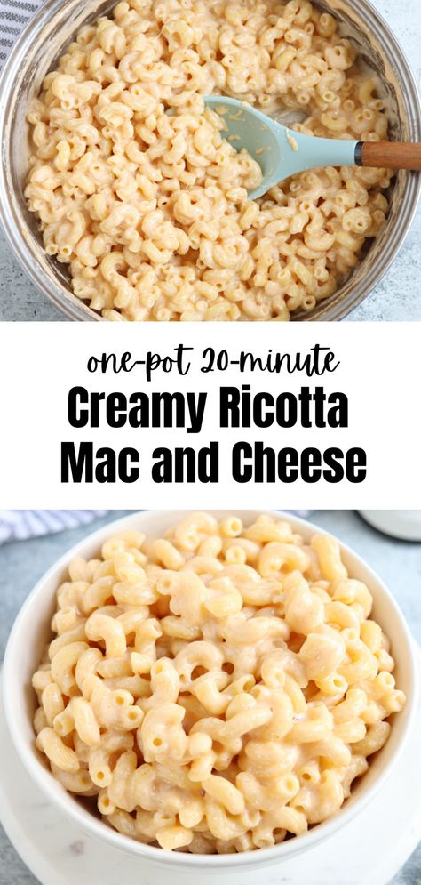 Ricotta Mac and Cheese represents the epitome of effortless, velvety homemade mac and cheese. Picture this: delicate pasta swathed in a velvety cheese sauce where the gentle sweetness of ricotta dances gracefully with the rich, savory essence of cheddar. And here's the best part – this divine mac and cheese is crafted entirely in one pot, ready in under 20 minutes. This is a perfect Thanksgiving side dish that's kid-friendly and always a hit. Easy Thanksgiving Side Dishes Ricotta Side Dish Recipe, Ricotta Mac And Cheese Recipes, Ricotta Mac And Cheese, Ways To Use Ricotta Cheese, Mac And Cheese With Ricotta, Things To Make With Ricotta Cheese, Ricotta Cheese Sauce, Mac And Cheese One Pot, Easy Thanksgiving Side Dishes