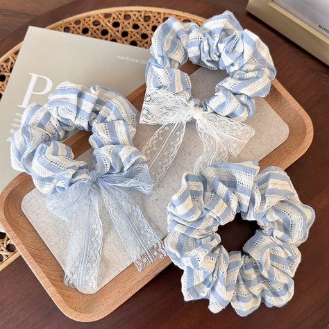 Not your regular scrunchies, they slay!🎀 . #scrunchies #scrunchie #hairtutorial #hairideas #hairfashion #jewelry Fits Summer, Blue Fits, Lace Bows, Canada Post, Blue Bow, Holiday Collection, Cotton Lace, Blue Lace, Artisan Jewelry