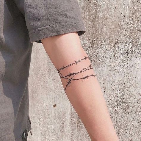 Barbwire Forearm Tattoo, Barbwire Around Arm Tattoo, Barbwire Band Tattoo, Barbwire Arm Band Tattoo, Anime Bracelet Tattoo, Barb Wire Forearm Tattoo, Chain Tattoo Around Arm, Barbed Wire Arm Band Tattoo, Live Wire Tattoo