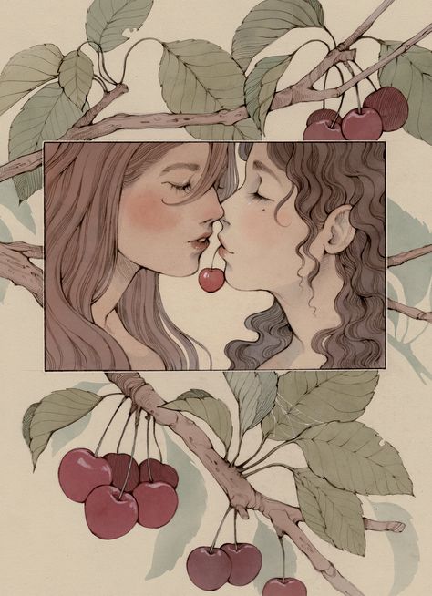 Kiss Art, Lesbian Art, Lgbt Art, Queer Art, Fanarts Anime, Girls In Love, Pretty Art, Aesthetic Art, Art Inspo