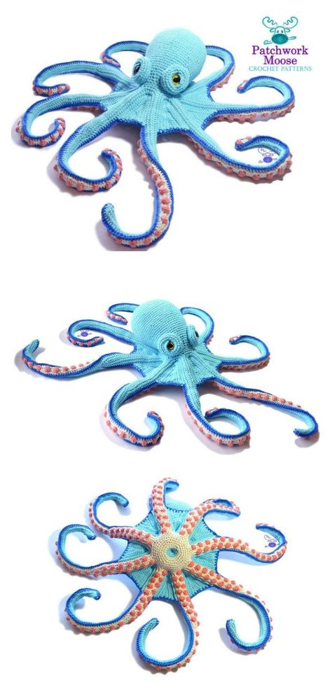 8 Giant Octopus Crochet Pattern Free & Paid - Page 2 of 2 Giant Octopus Crochet, Giant Octopus Crochet Pattern, Octopus Crochet Pattern Free, Sewn Animals, Ocean Crochet, Crochet Fish Patterns, Reef Pattern, Crochet Sea Creatures, Giant Octopus