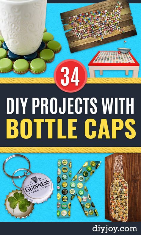 DIY Bottle Cap Crafts - Make Jewelry Projects, Creative Craft Ideas, Gift Ideas for Men, Women and Kids, KeyChains and Christmas Ornaments, Presents http://diyjoy.com/diy-projects-bottle-caps Cheap Diy Ideas, Recycled Crafts Kids Projects, Kids Keychains, Beer Bottle Cap Art, Diy Bottle Cap Crafts, Creative Craft Ideas, Bottle Top Crafts, Recycled Crafts Kids, Beer Bottle Caps