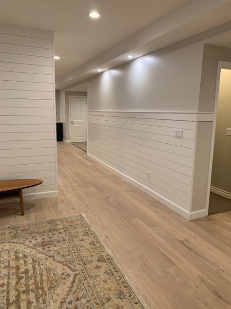 Family Basement Finish - Scandinavian - Basement - Denver - by Graham & McCormack Design LLC | Houzz Shiplap Wall Basement, Basement Painting, Basement Entrance, Dream Basement, Basement Lighting, Shiplap Ceiling, Basement Furniture, Rustic Basement, Basement Playroom