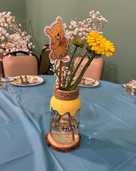 Butterfly theme centerpiece #centerpieces Collaborate with @callherkuku #centerpiceseideas #butterflybabyshower #butterflyballoons… | Instagram Winnie The Pooh Party Centerpieces, Baby Boy Centerpiece Ideas, Winnie The Pooh Birthday Centerpieces, Winnie The Pooh Centerpieces Baby Boy, Winnie The Pooh Baby Shower Centerpiece Ideas, Winnie The Pooh Centerpiece Ideas Diy, Winnie The Pooh Baby Shower Theme, Winnie The Pooh Table Decorations, Winnie The Pooh Baby Shower Centerpieces